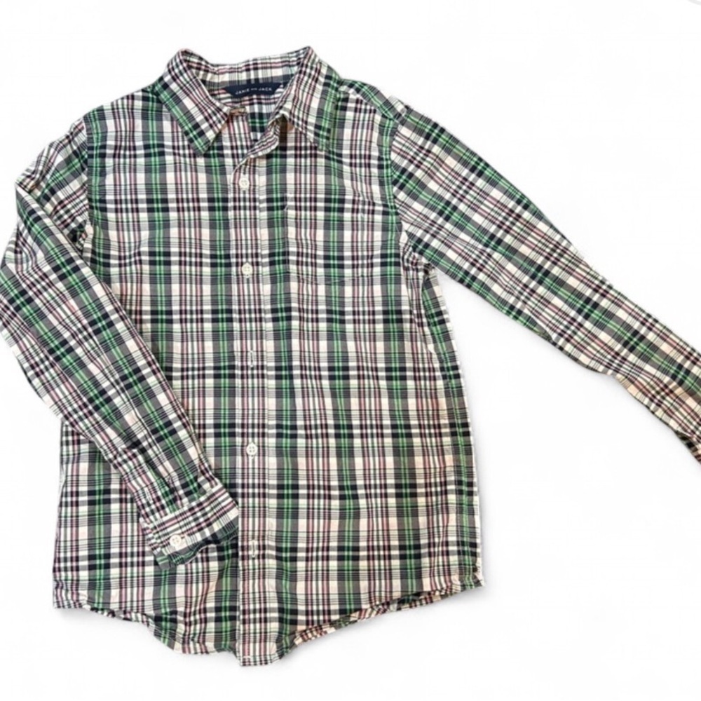 Janie and Jack Multicolor Plaid Long Sleeve Button Shirt Boy’s Shirt Size 7